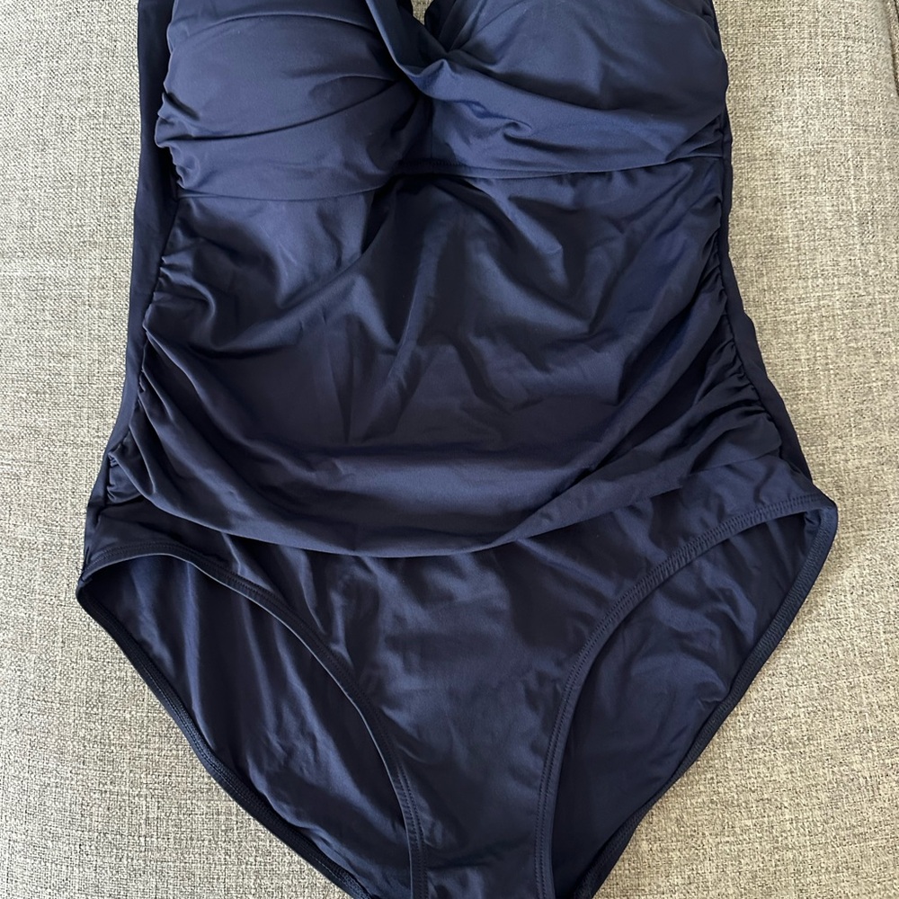 Anne Cole Navy One-Piece Swimsuit 16w strapless